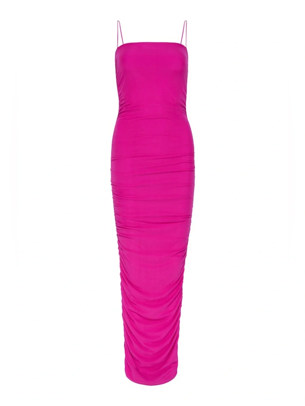 Good American Pop Off Pink Ruched Mesh Bodycon Midi Dress Size 4 (XL) - Picture 2 of 7
